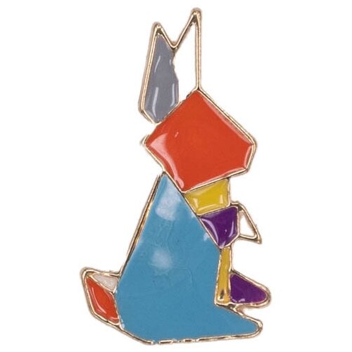 Значок OTOKODESIGN, эмаль, голубой, красный значок металлический кот полосатик клипса бижутерный сплав разноцветный 55244