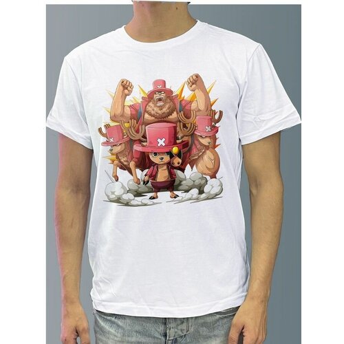 фото Футболка мужская белая из хлопка с dtf рисунком аниме ван-пис - 1050 будь на стиле