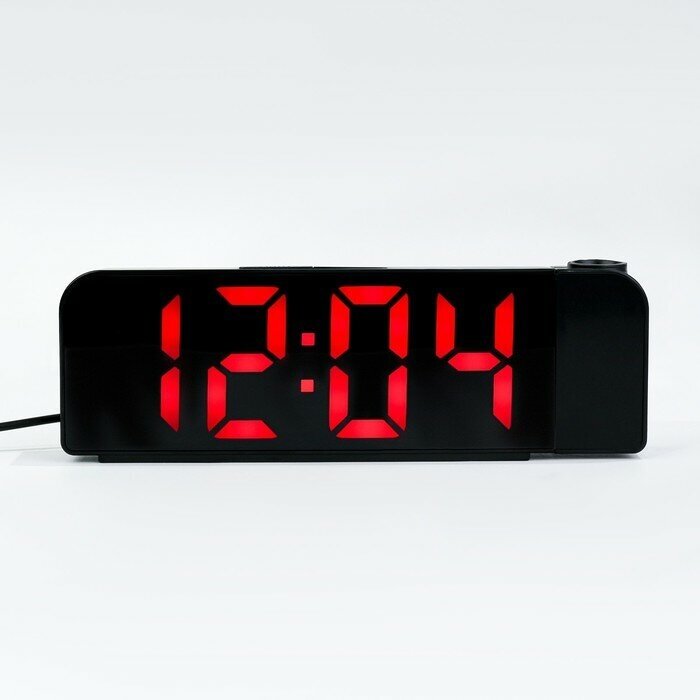 Часы электронные настольные будильник термометр с проекцией красные цифры 19.2х6.5см