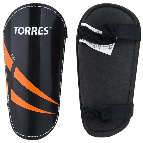 Щитки TORRES Club FS1607L, р. L, без голеностопа, две заст. на лип, черно-оранж-белый