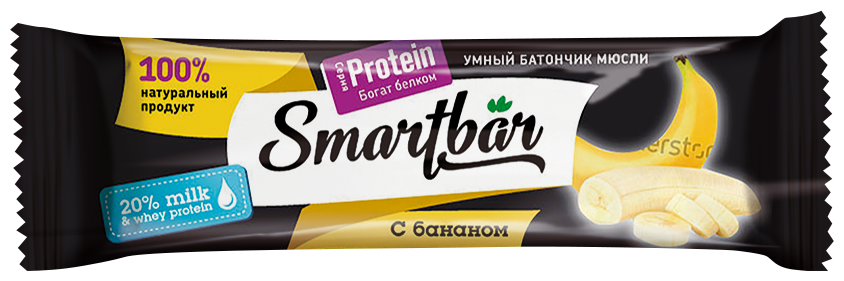 Батончик протеиновый SmartBar Protein «Банан в темной глазури», 40 г - фотография № 1