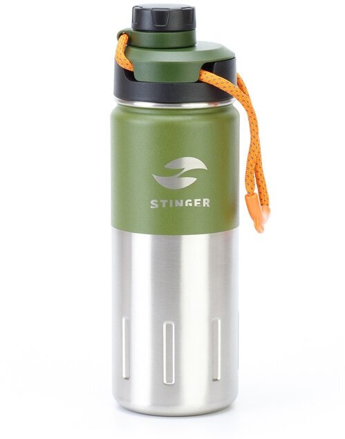 фото Термобутылка Stinger (0,5 литра), серебристо-зеленая