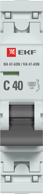 Выключатель автоматический 1п 40А (C) 6кА ВА 47-63N PROxima | код. M636140C | EKF (20шт. в упак.)