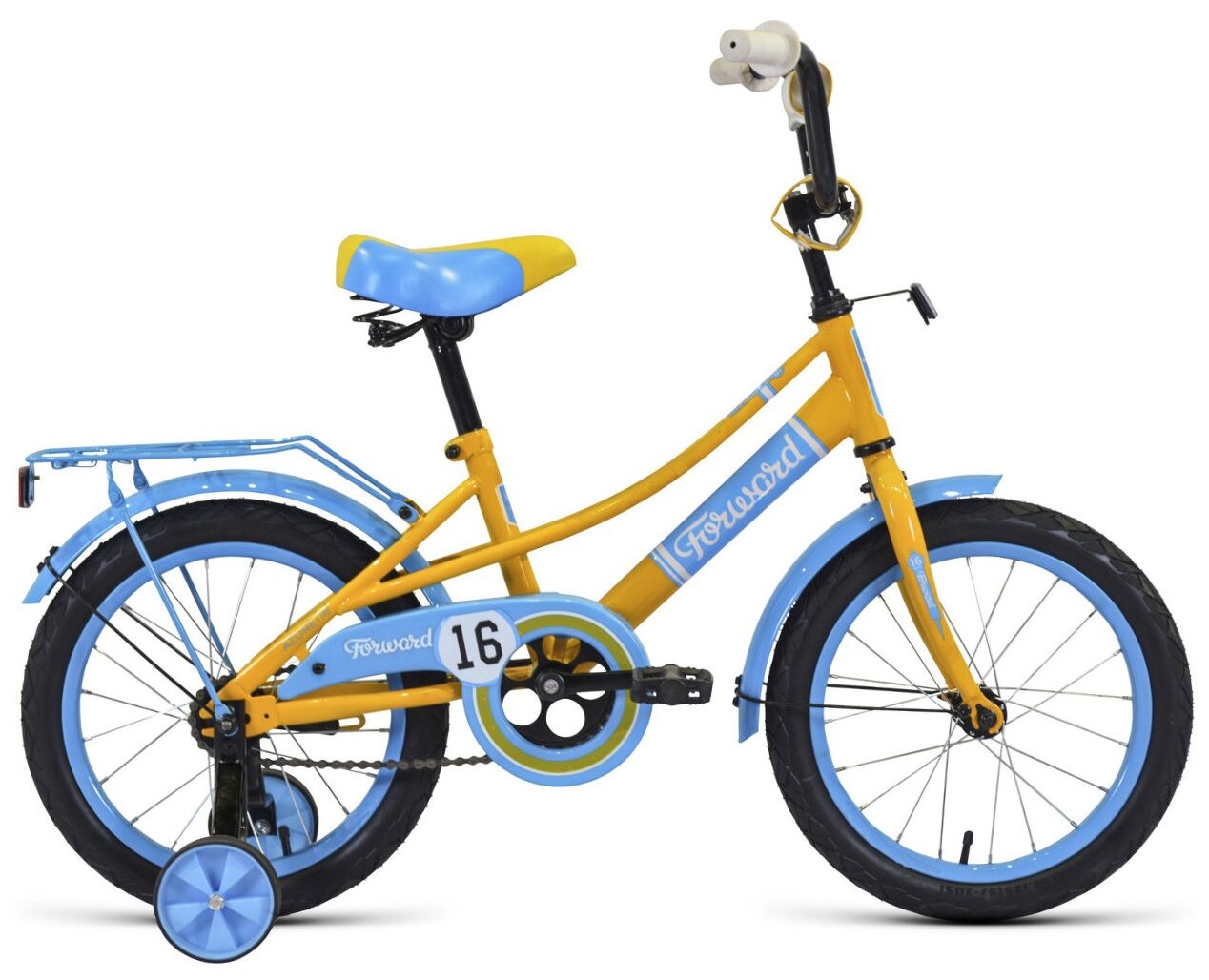 Велосипед FORWARD AZURE 16 (16" 1 ск.) 2020-2021, желтый/голубой, 1BKW1K1C1028