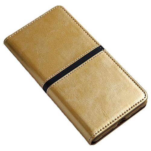 фото Чехол-книжка mypads для xiaomi poco x3 / x3 nfc / x3 pro из качественной водоотталкивающей импортной кожи на жесткой металлической основе золотой с черной полосой