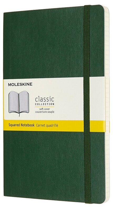 Блокнот Moleskine CLASSIC SOFT QP617K15 Large 130х210мм 192стр. клетка мягкая обложка зеленый