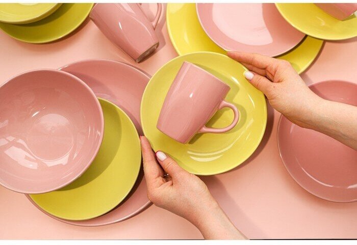 Доляна Тарелка обеденная Доляна "Пастель", d27 см, цвет розовый - фотография № 10