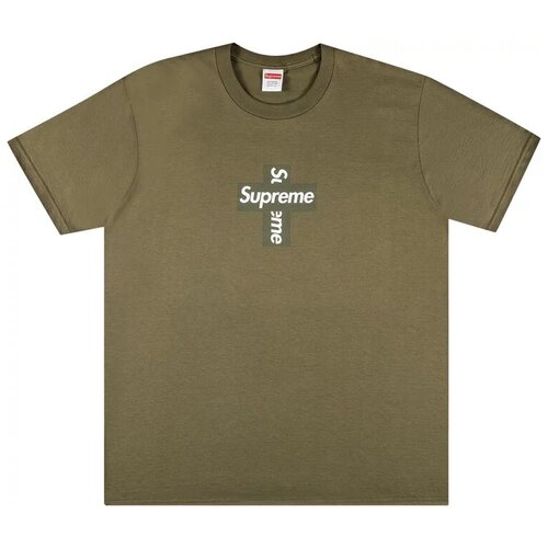 Футболка Supreme Cross Box Logo Tee Light Olive, L