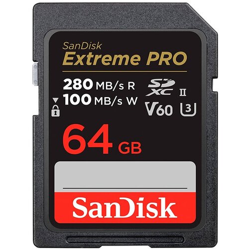 Карта памяти SanDisk SDXC 64GB Extreme PRO UHS-II V60 280/100MB/s карта памяти sandisk sdxc 128gb extreme pro uhs ii v60 280 100mb s