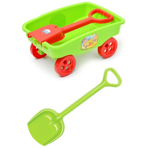 фото Детский игровой набор для песочницы: тележка+ лопатка 50 см. салатовая, zebra toys zebratoys