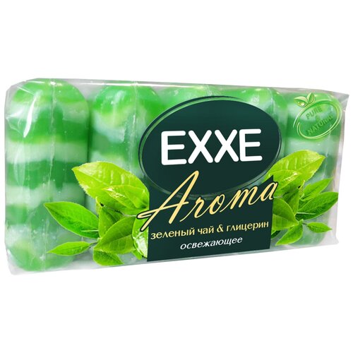 Exxe Косметическое мыло Зеленый чай и глицерин, Aroma, зеленое, 5шт x 70г, 1 упаковка