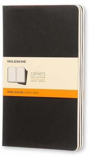 Блокнот Moleskine Cahier Journal Large, 130 х 210 мм, обложка картон, 80 страниц, линейка, черный