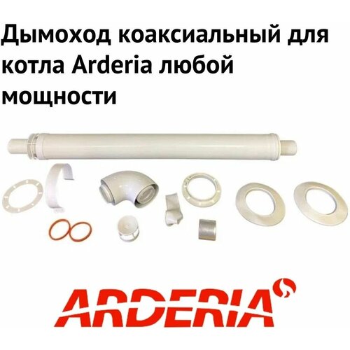 Дымоход коаксиальный для котла Arderia любой мощности, комплект антилед, Моё тепло, (Россия) (dymArderia)