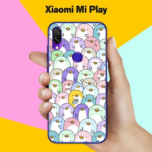 Силиконовый чехол на Xiaomi Mi Play Пингвины с рыбой / для Сяоми Ми Плей силиконовый чехол сотворение адама на xiaomi mi play сяоми ми плей