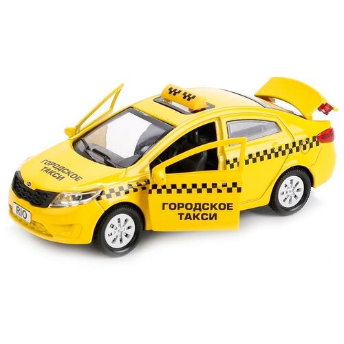 Купить Машина инерционная Технопарк металлическая KIA RIO Такси 12 см, открываются двери (RIO-TAXI), ТЕХНОПАРК, желтый, металл-пластик, male