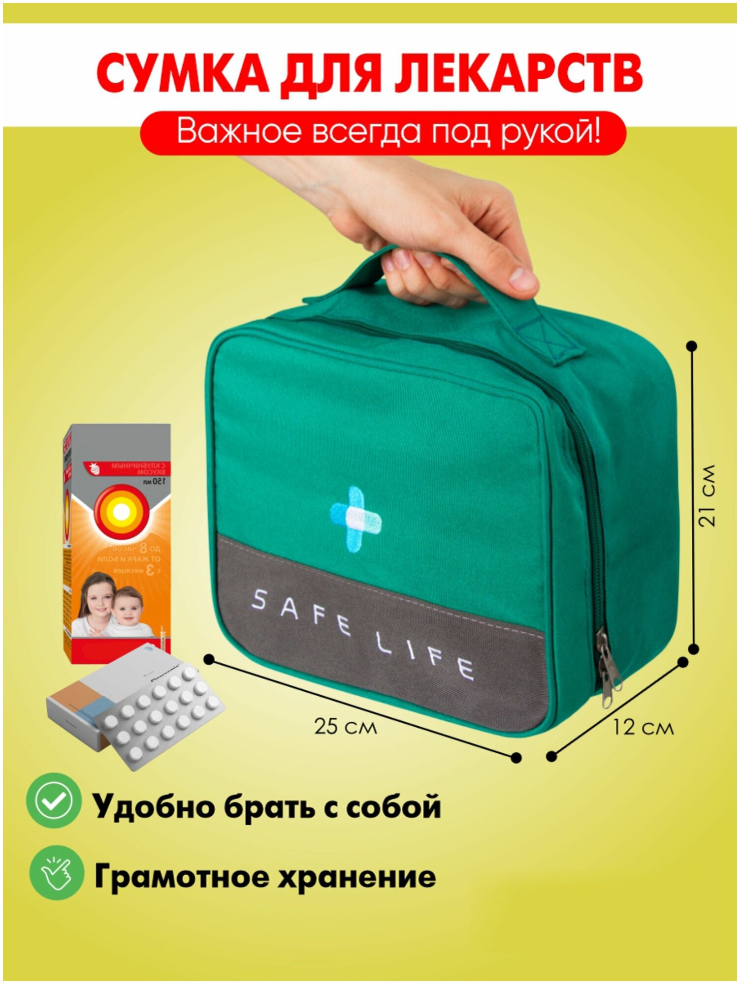 Органайзер для хранения лекарств сумка для медикаментов