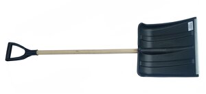 Лопата Снежок 380*370мм с алюминиевой планкой деревянный черенок 1-й сорт V-ручка в сборе