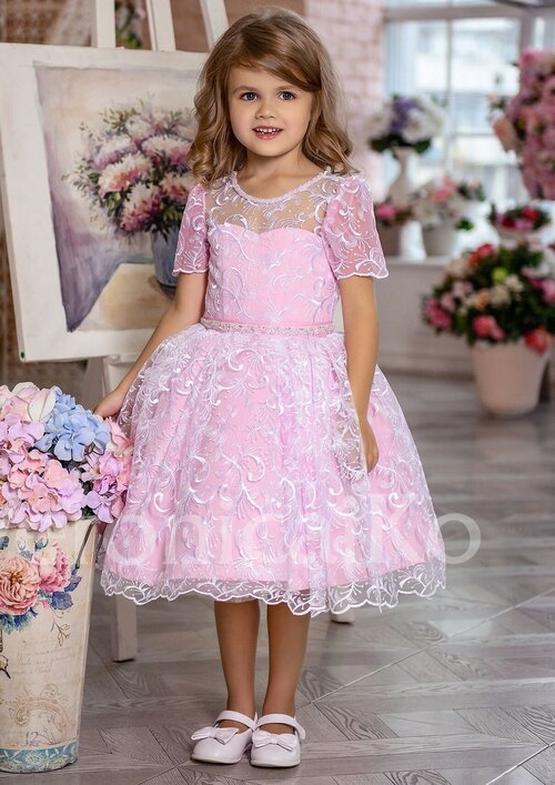 Платье Престиж, нарядное, однотонное, размер 34, розовый