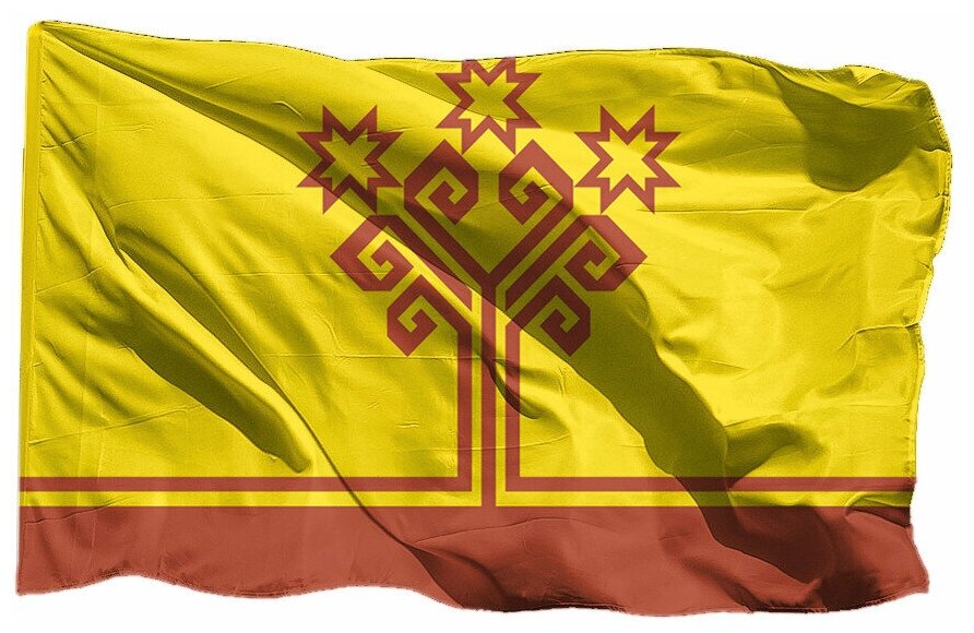 Флаг Чувашии - Чувашской Республики на шёлке, 70х105 см - для ручного древка