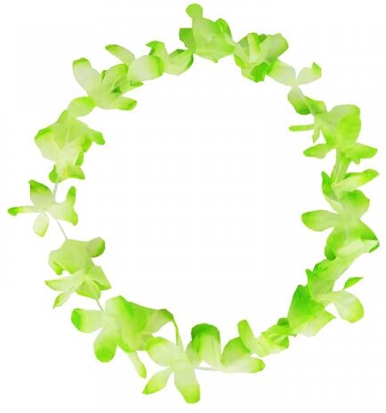 Гавайское ожерелье "Двухцветные цветы", цвет светло-зеленый, салатовый
