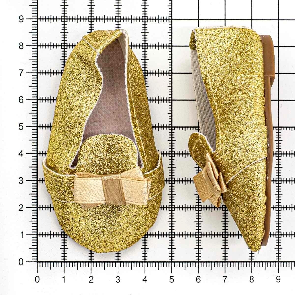 Обувь для кукол туфли, 7,5х4х3,5 см, 1 пара, золотистые (полиуретан), Айрис — фото 1