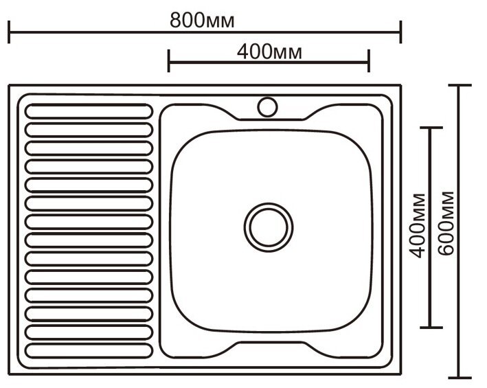 Накладная кухонная мойка 60 см, Ledeme L98060-R, нержавеющая сталь глянцевая - фотография № 5