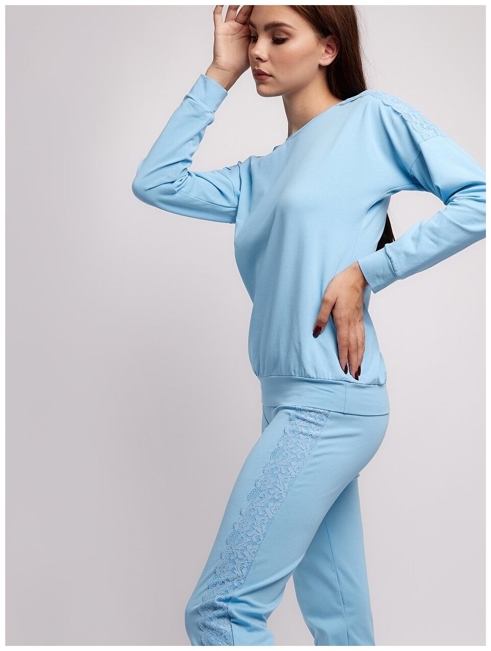 Пижама со штанами Mon Plaisir, арт.37282664, голубой, размер 50 - фотография № 8
