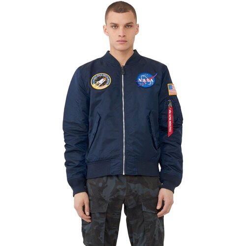 мужская футболка alpha industries nasa logo чёрный размер s Ветровка ALPHA INDUSTRIES, размер M, синий