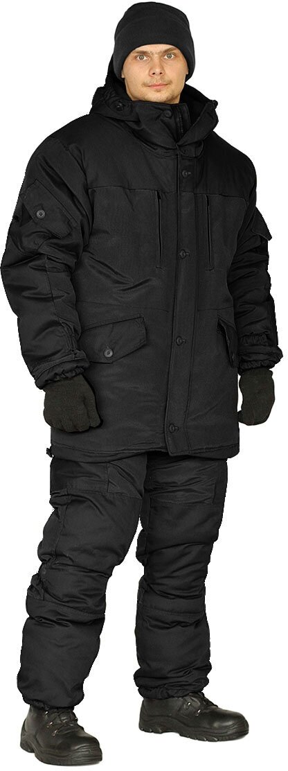 Костюм зимний "ГОРКА" куртка/брюки, цвет: черный, ткань: Рип-Стоп/Рип-Стоп, 44-46, 182-188 - фотография № 1