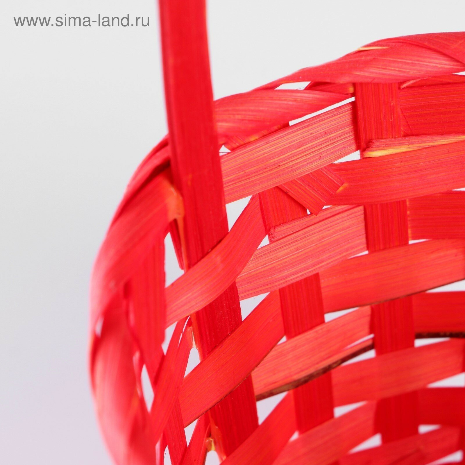 Корзина плетеная, бамбук, D13xH9.5/28 см, красный - фотография № 3