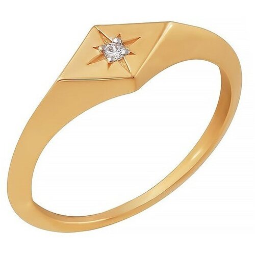 фото Кольцо золотая подкова, красное золото, 585 проба, фианит, размер 17