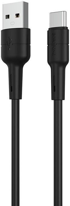 Кабель BOROFONE BX30 Silicone, USB - USB Type-C, 3A, 1м, черный