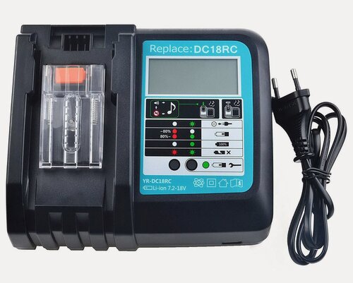 Изображение товара Зарядное устройство MyPads для шуруповерта Makita DC18RC 14.4/18V/3А с LCD-ЖК блок питания от сети