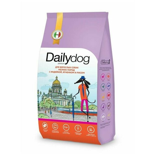 Сухой корм Dailydog casual для взрослых собак мелких пород с индейкой, ягненком и рисом - 12кг