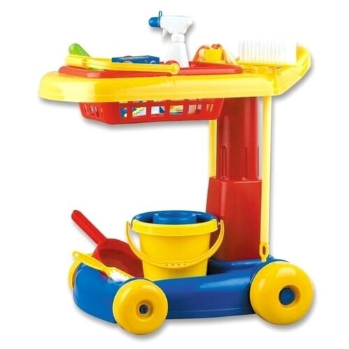 фото Игровой набор hualian toys deluxe cleaning trolley a891 желтый/синий/красный