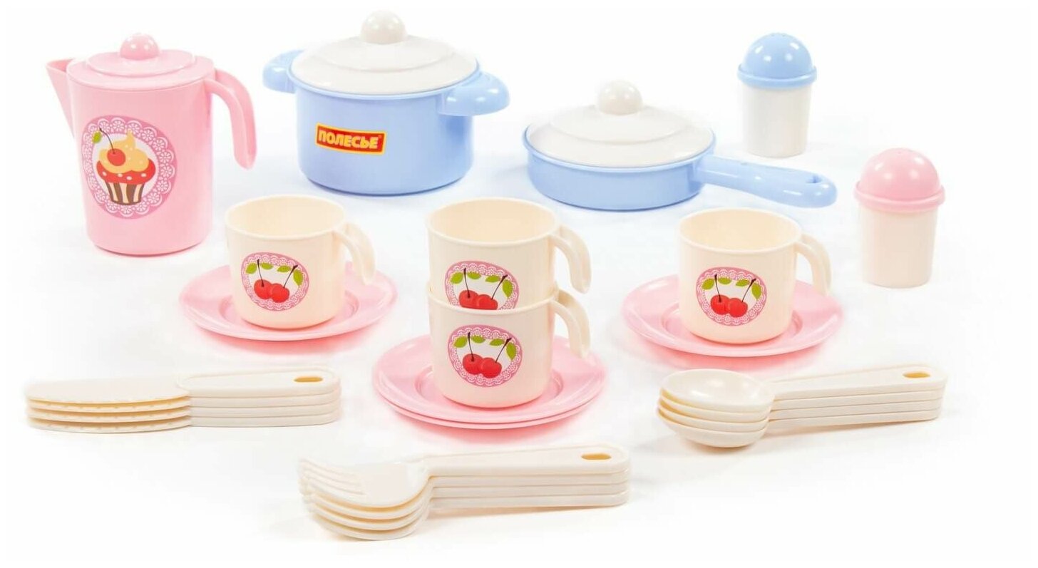 Набор детской посуды "Настенька" на 4 персоны, розовый