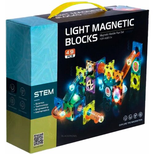 Магнитный конструктор светящийся, 49 деталей Light Magnetic Blocks магнитный конструктор светящийся 75 деталей light magnetic blocks