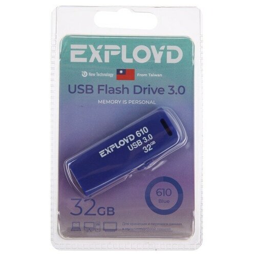 USB Flash Drive 32Gb - Exployd 610 EX-32GB-610-Blue usb flash drive 32gb exployd 610 ex 32gb 610 blue