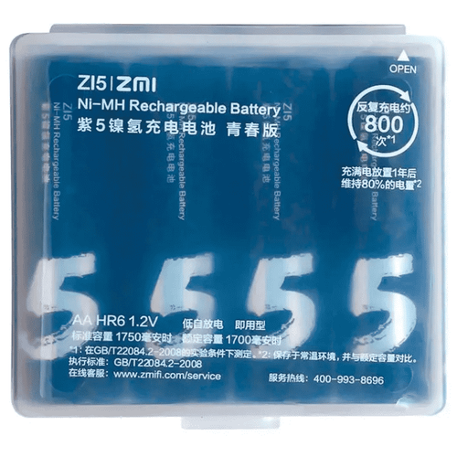 Аккумуляторные батарейки ZMI ZI5 AA 1700mAh (4шт) черные