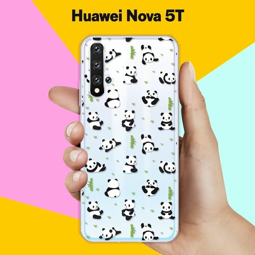 Силиконовый чехол Панды на Huawei Nova 5T силиконовый чехол узор из ёжиков на huawei nova 5t