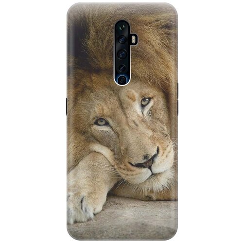 фото Cиликоновый чехол на oppo reno2 z / оппо рено2 зет с принтом "спокойный лев" gosso