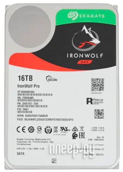 Seagate 16TB IronWolf Pro 7200 rpm SATA III 3.5 ST16000NT001