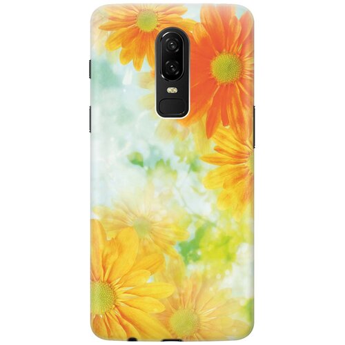 фото Cиликоновый чехол на oneplus 6 / ванплюс 6 с принтом "оранжевые цветы" gosso
