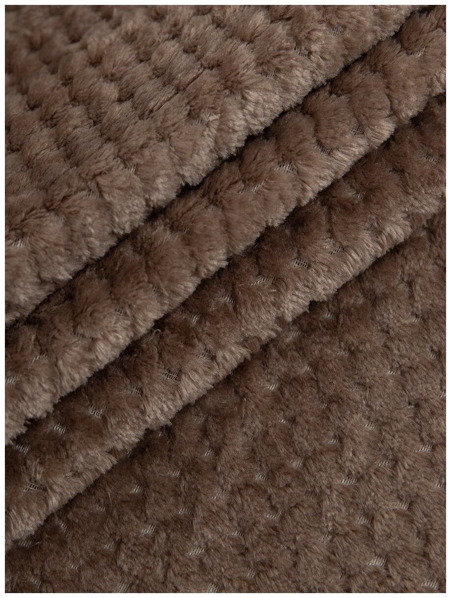 Плед TexRepublic Deco 200х220 см, Евро, фланель, покрывало на диван, теплый, мягкий, коричневый, ромбики - фотография № 3