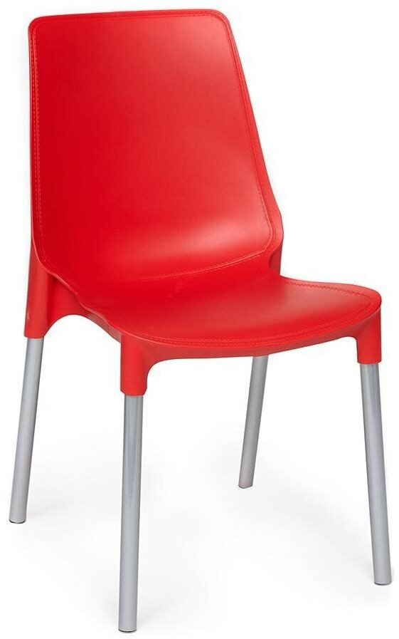 Комплект стульев для кухни со спинкой TetChair GENIUS (mod 75), пластик, металл, 4 шт, красный/ножки хром