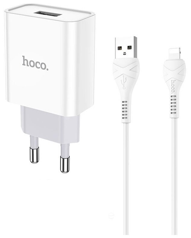 Сетевое зарядное устройство Hoco C81A Asombroso + кабель Lightning