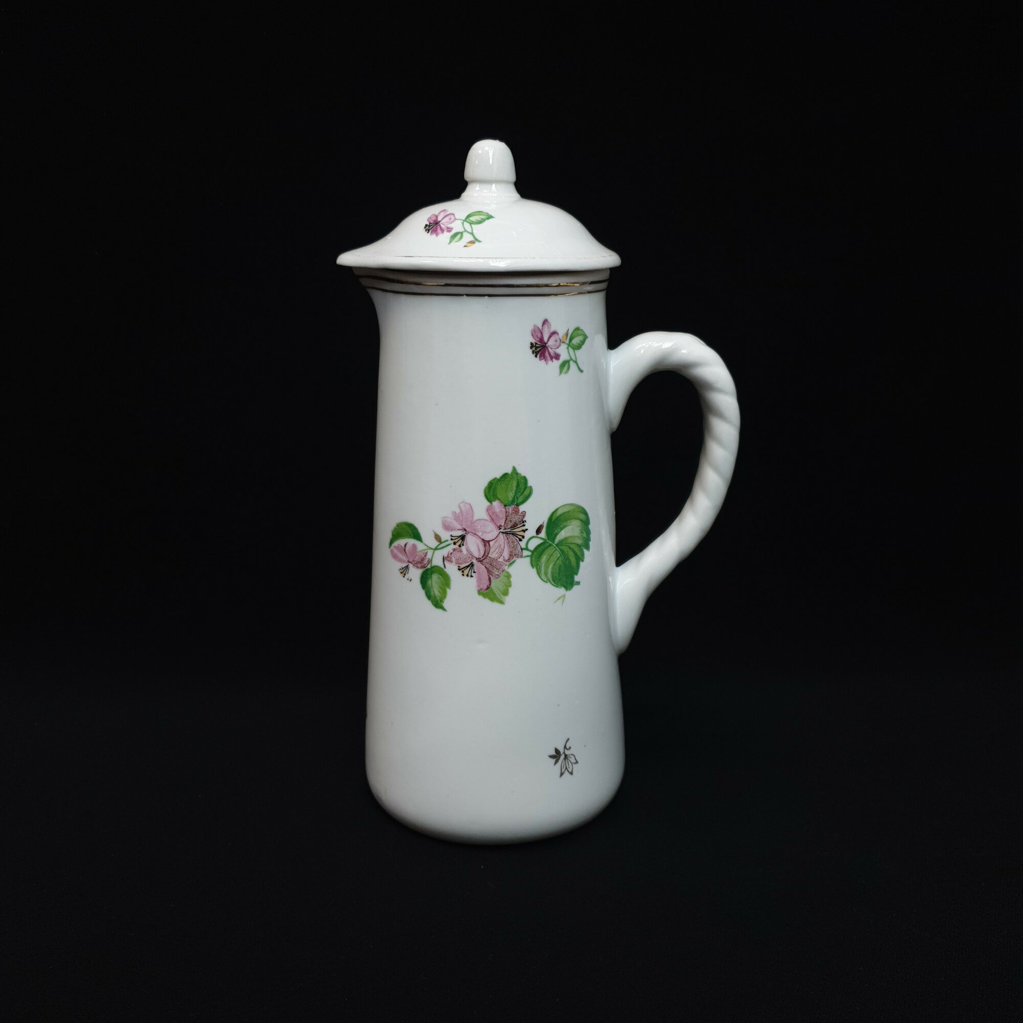 Кофейник кувшин винтажный, СССР. Фарфоровый кофейник с крышкой, завод Дулево, цветочный декор