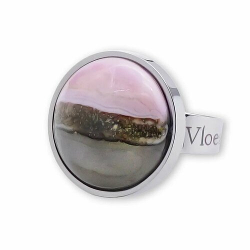 Кольцо Vloes Pink Haze, муранское стекло, стекло, серый, розовый