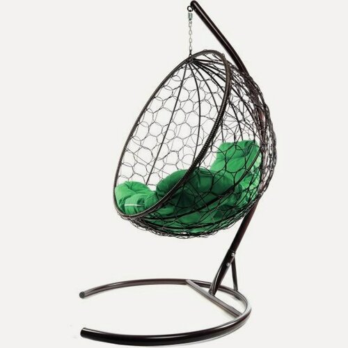 Изображение товара Подвесное кресло кокон M-group Круг ротанг корич+зелен подуш