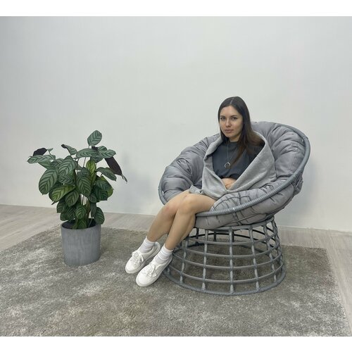 Кресло для отдыха FLATA серый + подушка светло-серая, полиэстер